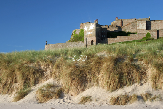 Bamburgh Castle at dawn.