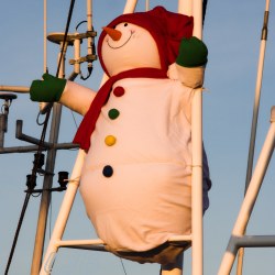 Fishing boat snowman.