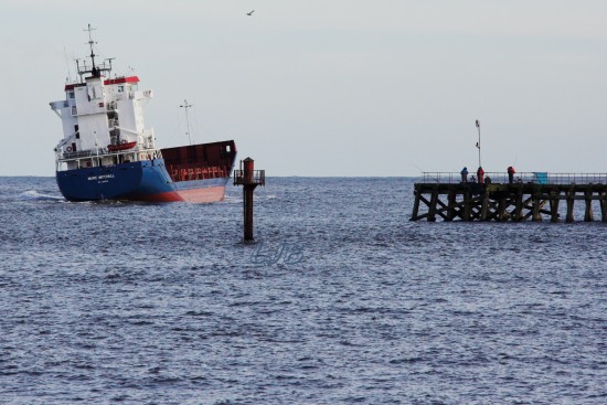 Ship leaving the River Blyth