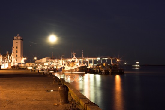 Moon rising over North Shields Fish Quay
