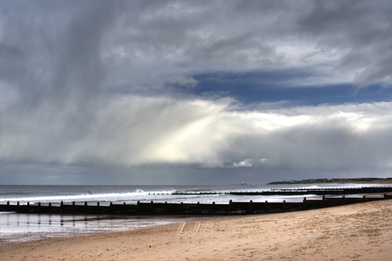 Stromy sky over Blyth South Beach, Northumberland Coast.