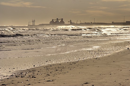 Cambois Beach, Northumberland, shortly after sunrise.