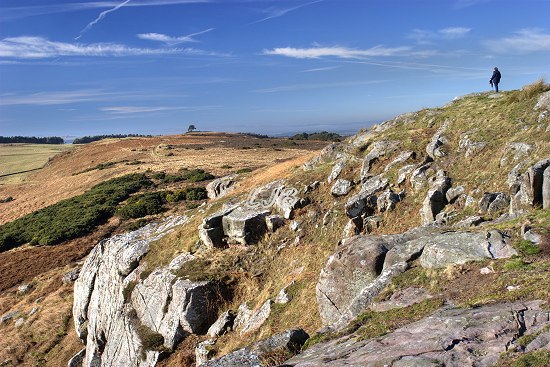View from Goatscrag Hill to Ford Moss, North Northumberland.