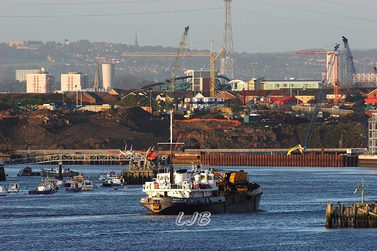 Ships arriving in the River Tyne after the QE2 in October 2008.