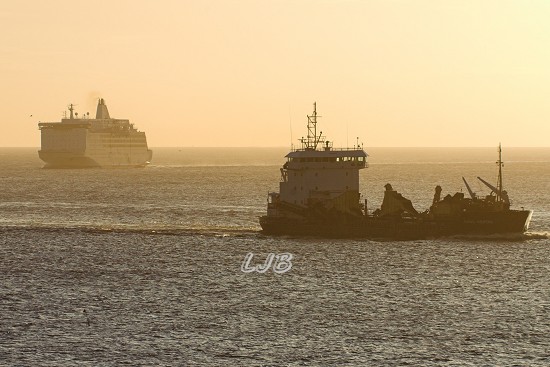 Ships arriving in the River Tyne after the QE2 in October 2008.