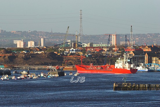 Ships arriving in the River Tyne after the QE2 in October 2008.