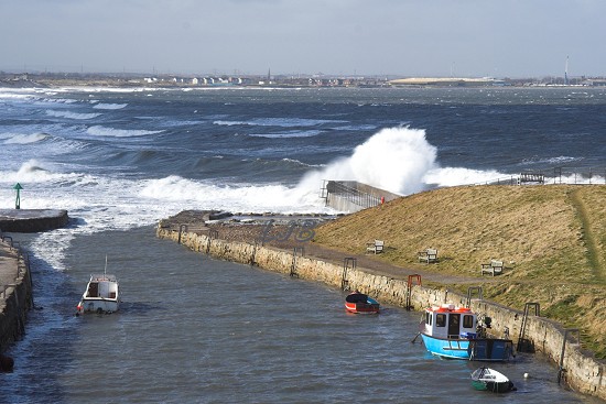 Stormy day at Seaton Sluice, Northumberland.