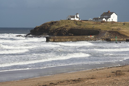 Stormy day at Seaton Sluice, Northumberland.