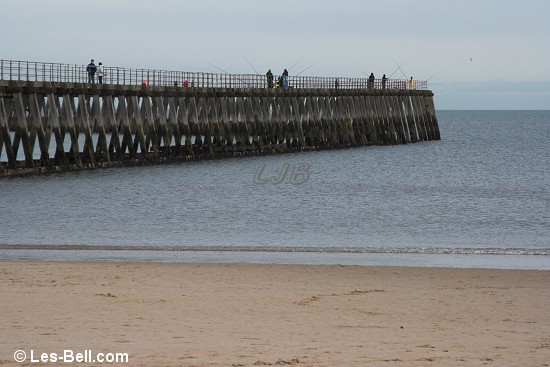 Fishing from Blyth West Pier, Northumberland.