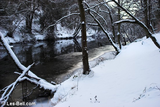 River Wansbeck freezing over near Bothal weir.
