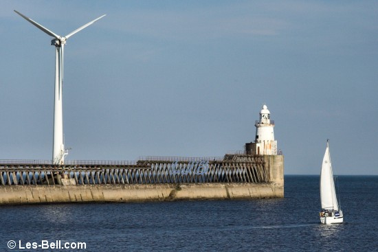 Yacht leaviing the River Blyth.
