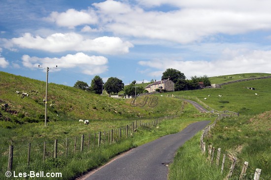 View along the valley road towards Greenside Hill.