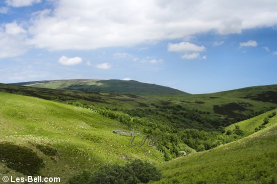 View along the valley road towards Greenside Hill.