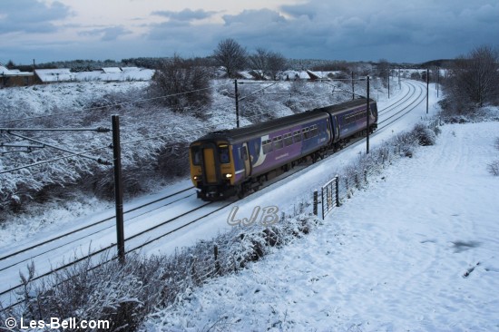 Early morning train at Pegswood Station, Northumberland.