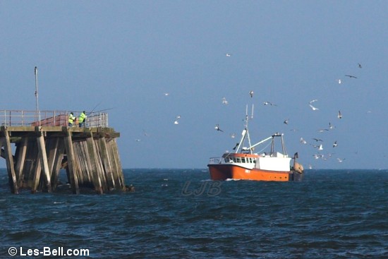Fishing boat returning to Port of Blyth, Northumberland.