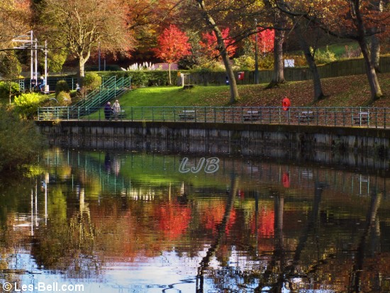 Autumn reflections in the River Wansbeck at Morpeth.