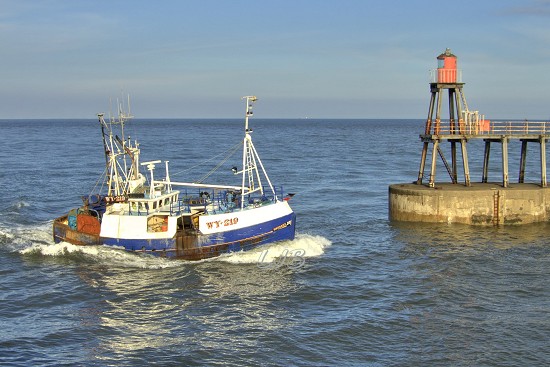 Fishing boats returning to Whitby.