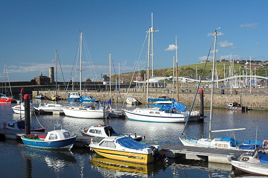 Yachts and pleasure craft moored in the Marina.