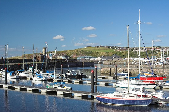 Yachts and pleasure craft moored in the Marina.