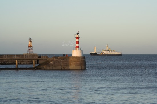 Trinity House Survey Ship Mermaid moored at Amble, Northumberland.