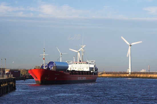 cargo Ship Leaving River Blyth, Northumberland Coast