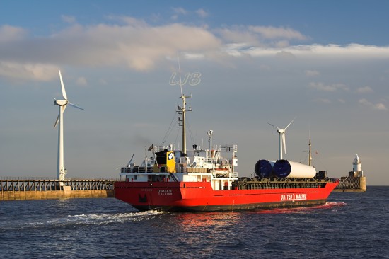 cargo Ship Leaving River Blyth, Northumberland Coast
