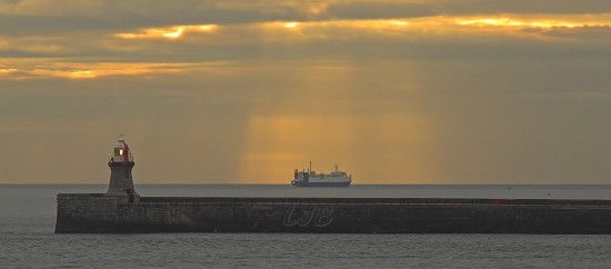 South Shields Pier at sunrise.